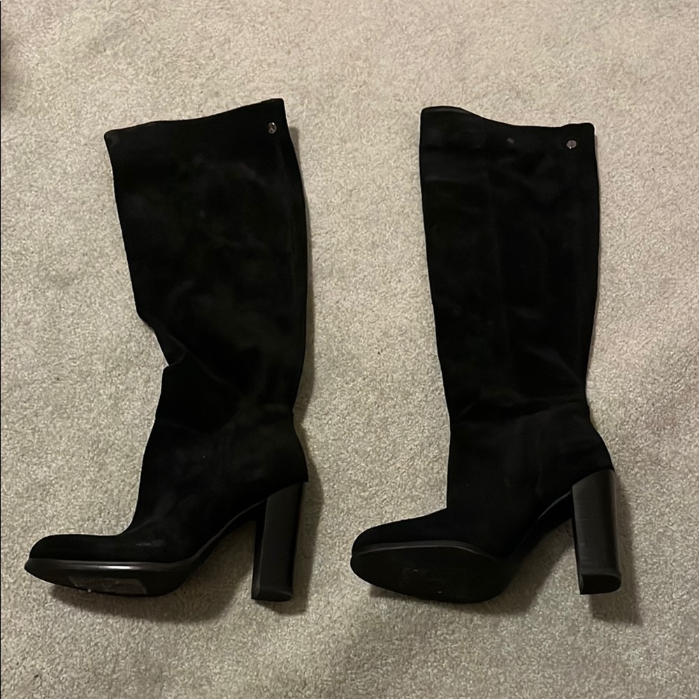 Sam Edelman Black Chunky Heel Knee High Boots